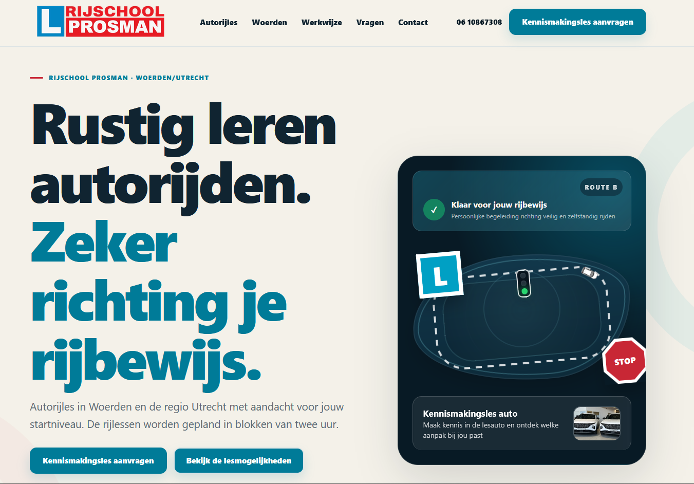Rijschool Prosman website gebouwd door DeemsterDesign