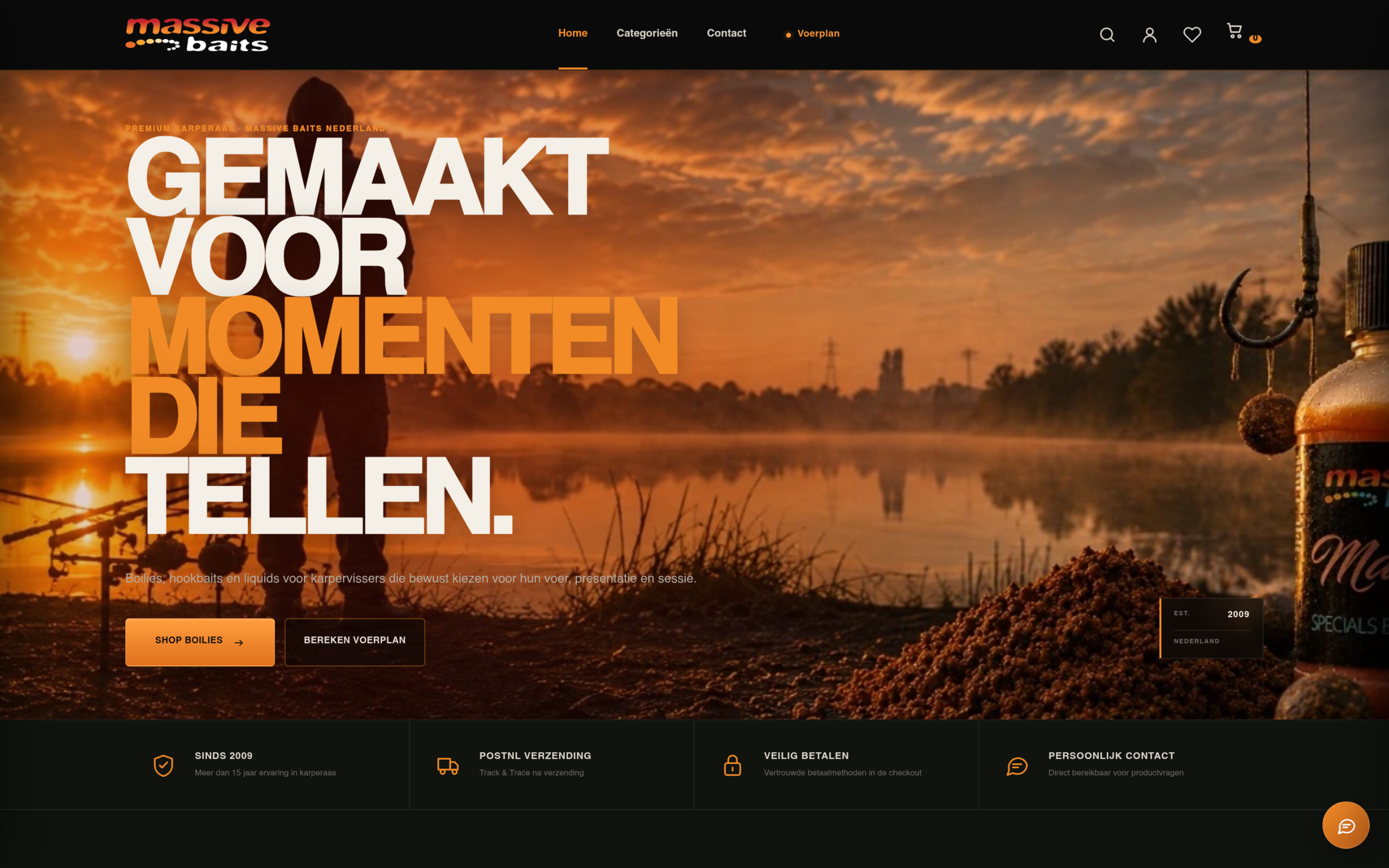 Website van Massive Baits