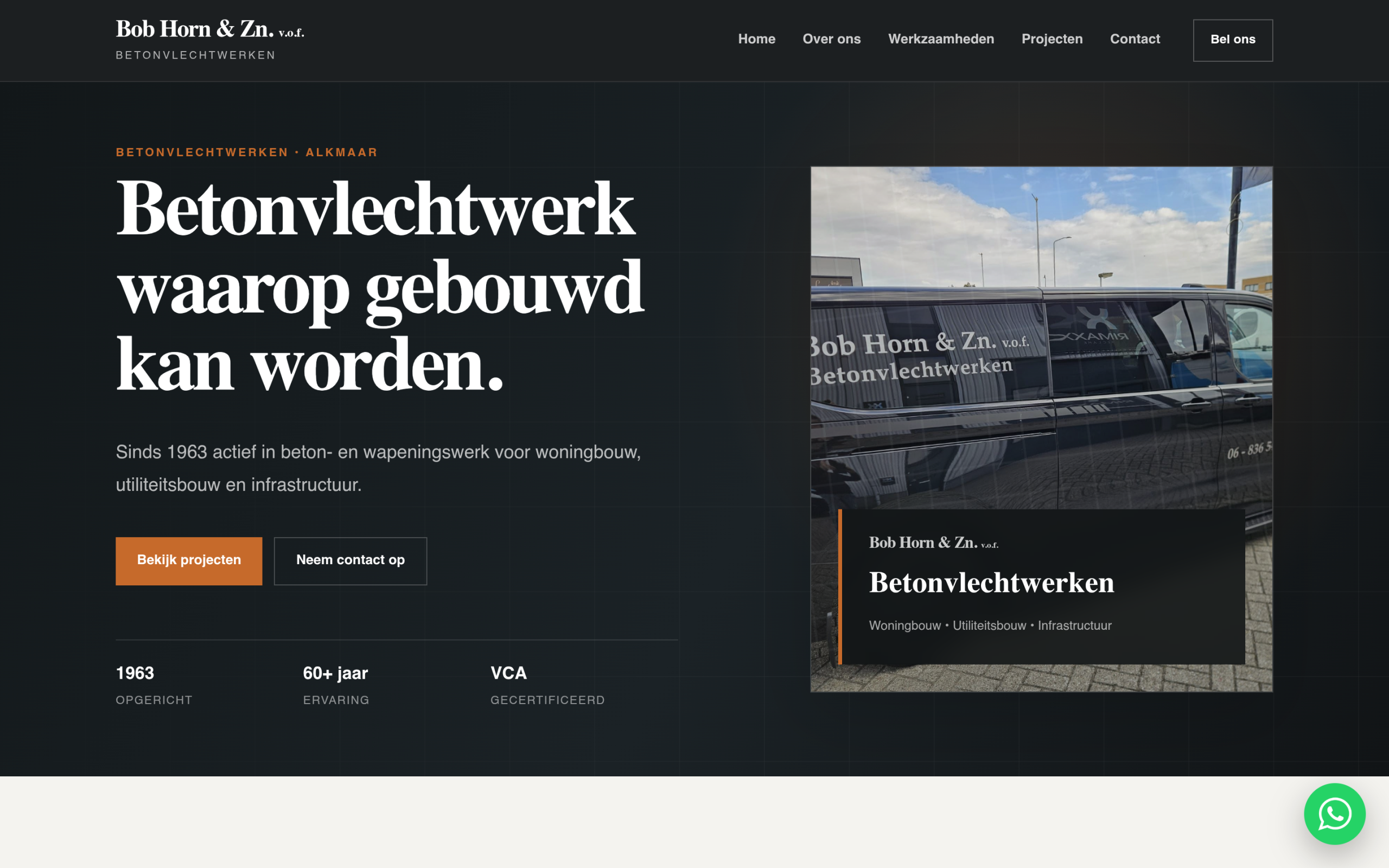 Website van Bob Horn & Zn. v.o.f.